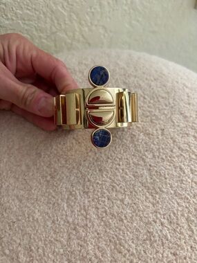 Zara Gold Cuff Bracelet with Sodalite  Stone Accents